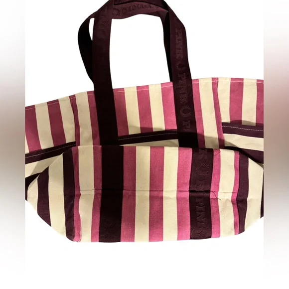 PINK Victoria's Secret Burgundy and Cream Striped Tote - Picture 3 of 4